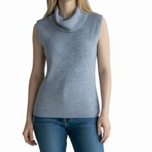 Austin Reed Cowl Neck Knit Pullover Women Size XL Silver Metallic Sleeveless Top